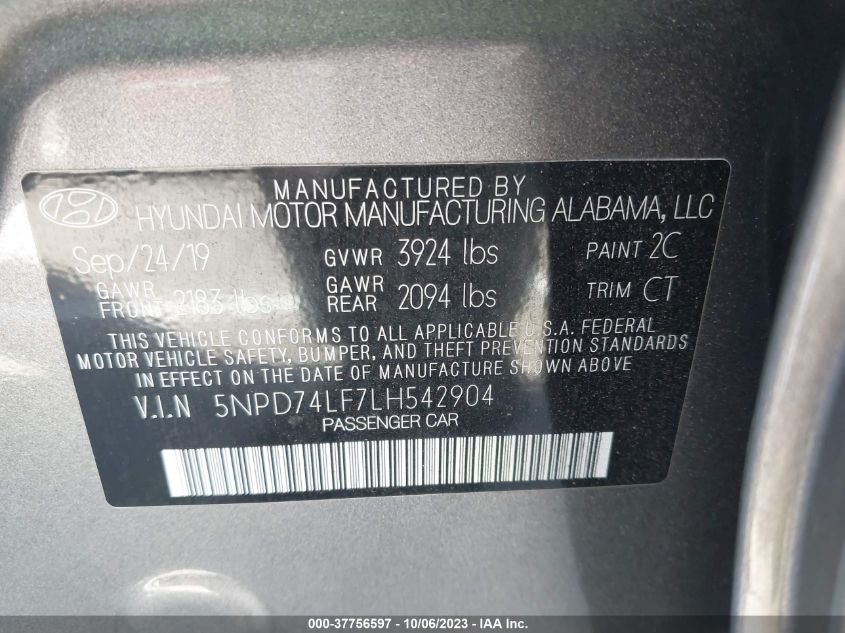 2020 HYUNDAI ELANTRA SE - 5NPD74LF7LH542904