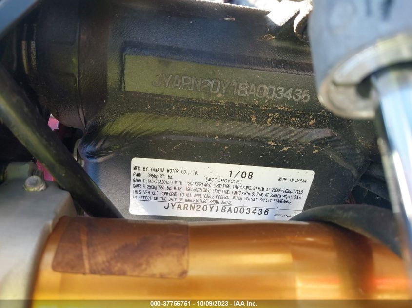 2008 YAMAHA YZFR1 JYARN20Y18A003436