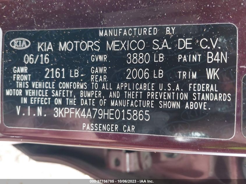 2017 KIA FORTE LX - 3KPFK4A79HE015865