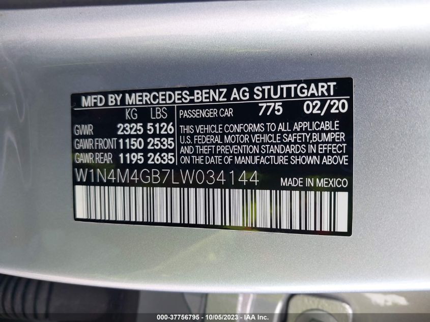 2020 MERCEDES-BENZ GLB GLB 250 W1N4M4GB7LW034144