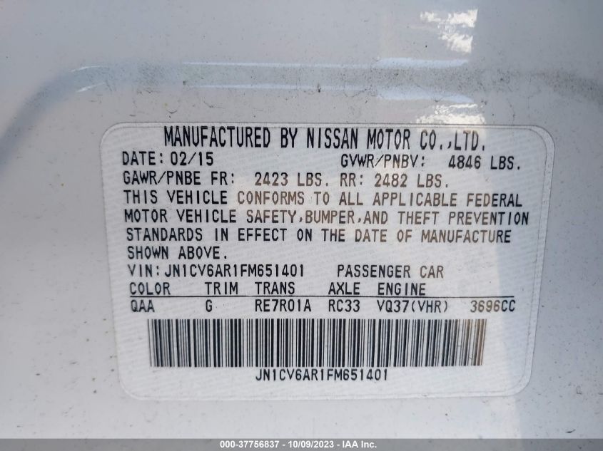 2015 INFINITI Q40 JN1CV6AR1FM651401