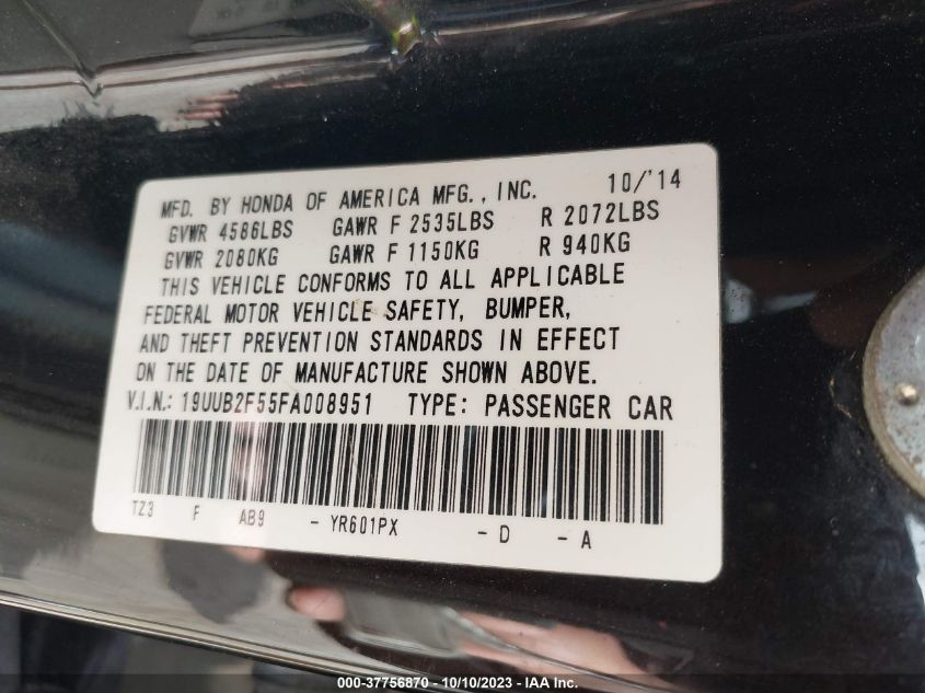 2015 ACURA TLX V6 TECH - 19UUB2F55FA008951