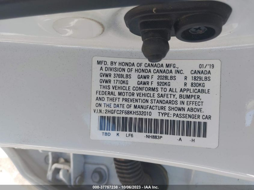 2019 HONDA CIVIC SEDAN LX - 2HGFC2F68KH532010