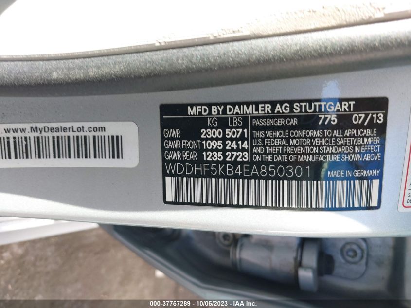 WDDHF5KB4EA850301 2014 MERCEDES-BENZ E-CLASS, photo no. 9