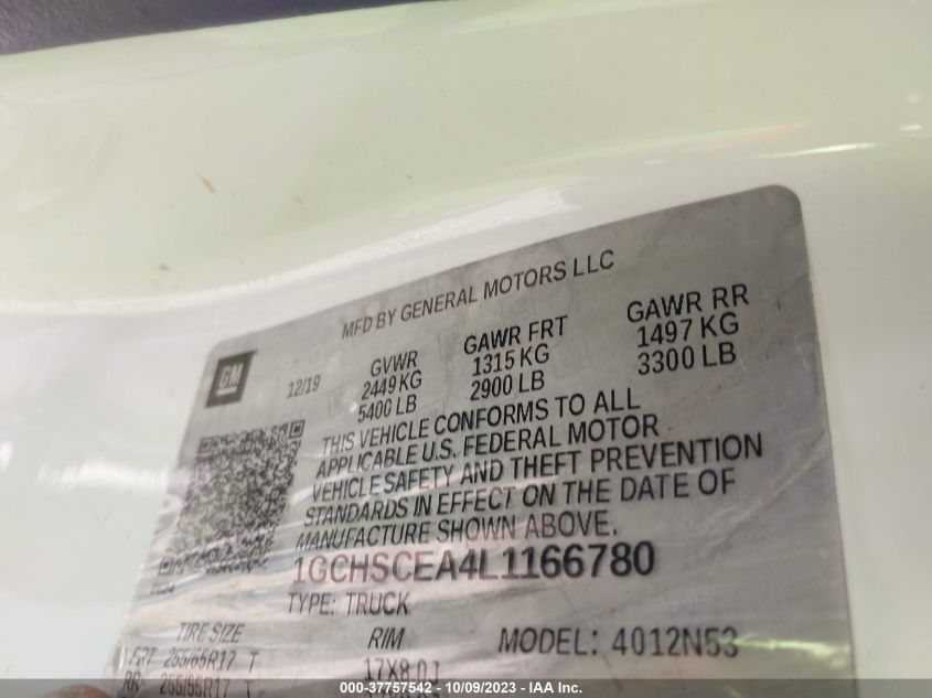 2020 CHEVROLET COLORADO 2WD LT - 1GCHSCEA4L1166780