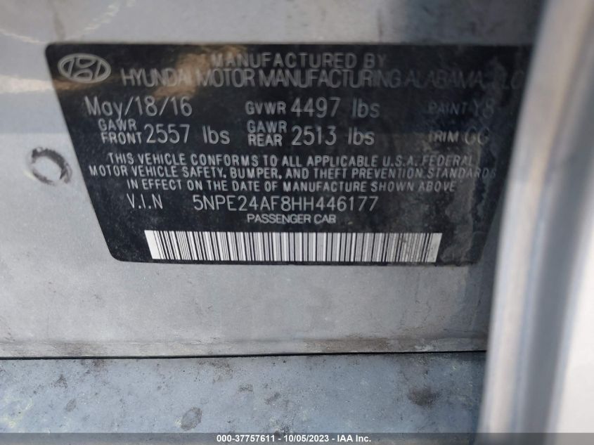 2017 HYUNDAI SONATA SE/2.4L - 5NPE24AF8HH461777
