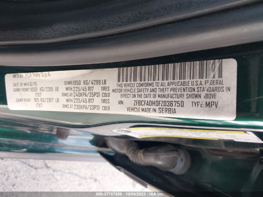 2015 FIAT 500L TREKKING - ZFBCFADH0FZ036750