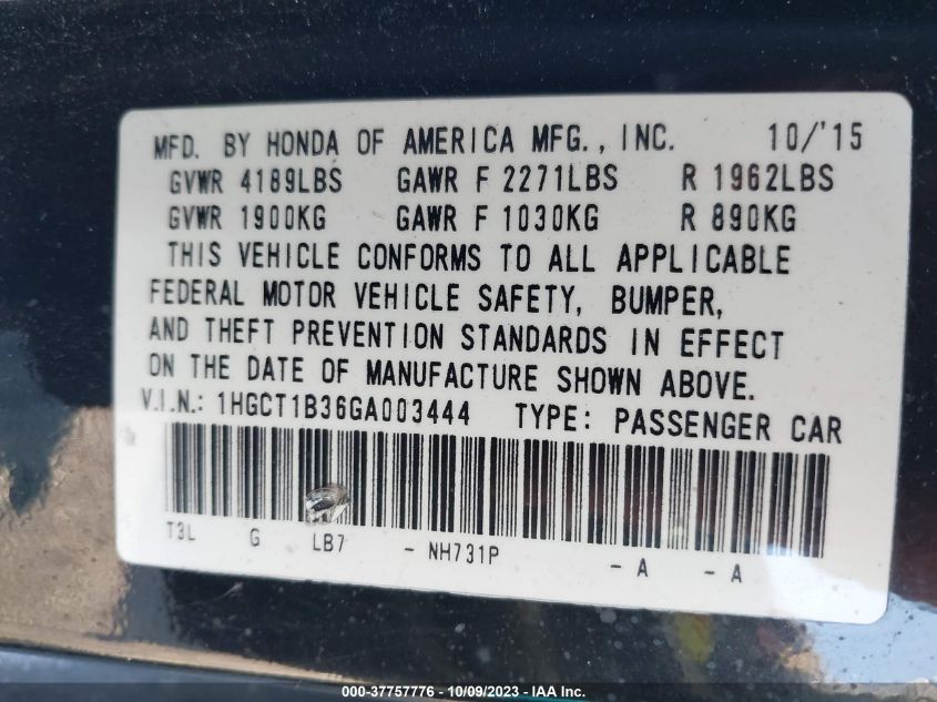 2016 HONDA ACCORD LX-S - 1HGCT1B36GA003444