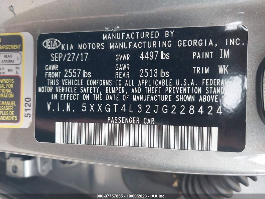 2018 KIA OPTIMA - 5XXGT4T32JG228424