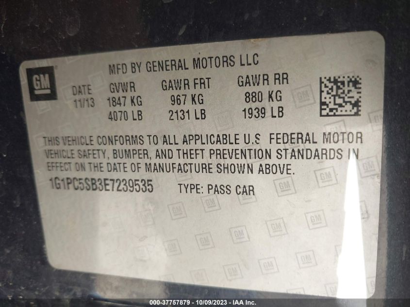 2014 CHEVROLET CRUZE 1LT - 1G1PC5SB3E7239535
