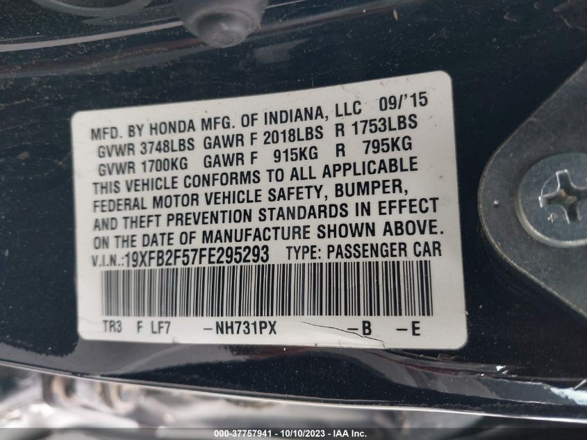 2015 HONDA CIVIC SEDAN LX - 19XFB2F57FE295293