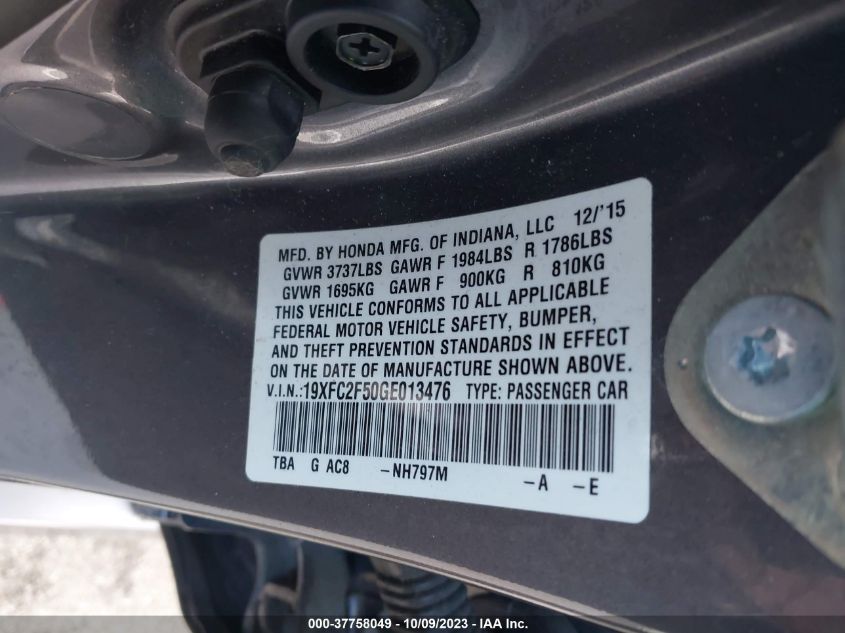 2016 HONDA CIVIC LX - 19XFC2F50GE013476