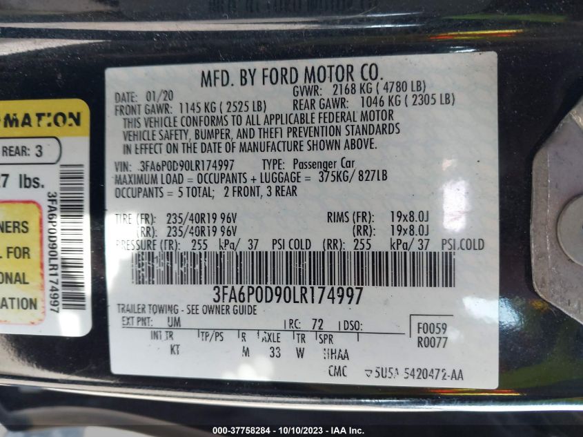 3FA6P0D90LR174997 Ford Fusion TITANIUM 9