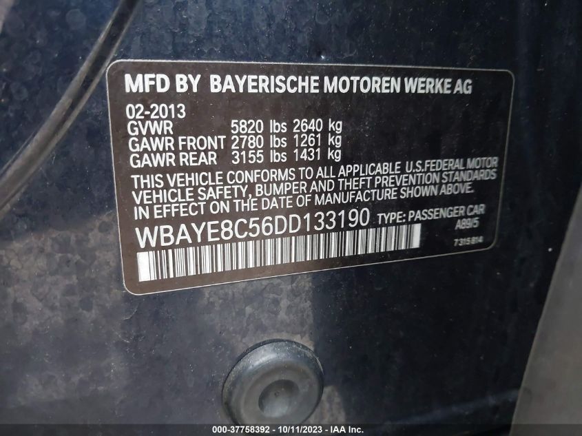 2013 BMW 7 SERIES 750LI - WBAYE8C56DD133190