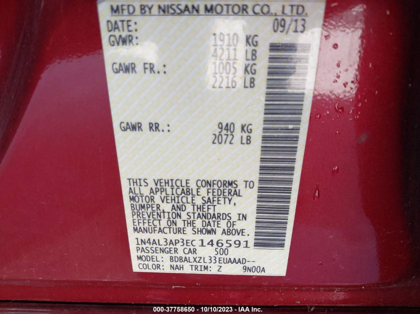 2014 NISSAN ALTIMA 2.5 SL - 1N4AL3AP3EC146591
