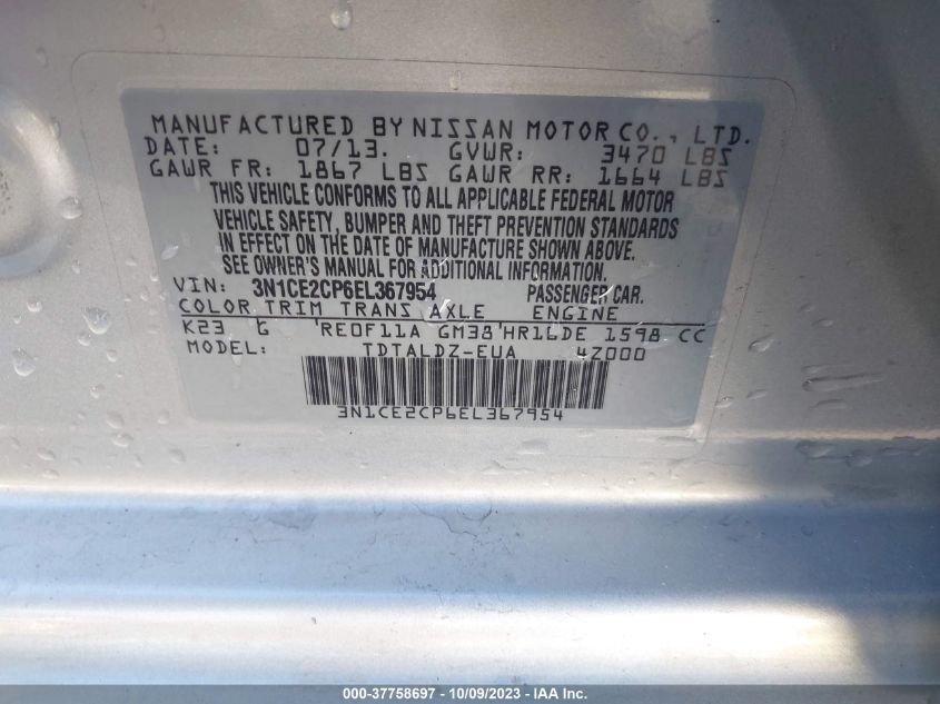 2014 NISSAN VERSA NOTE SV - 3N1CE2CP6EL367954