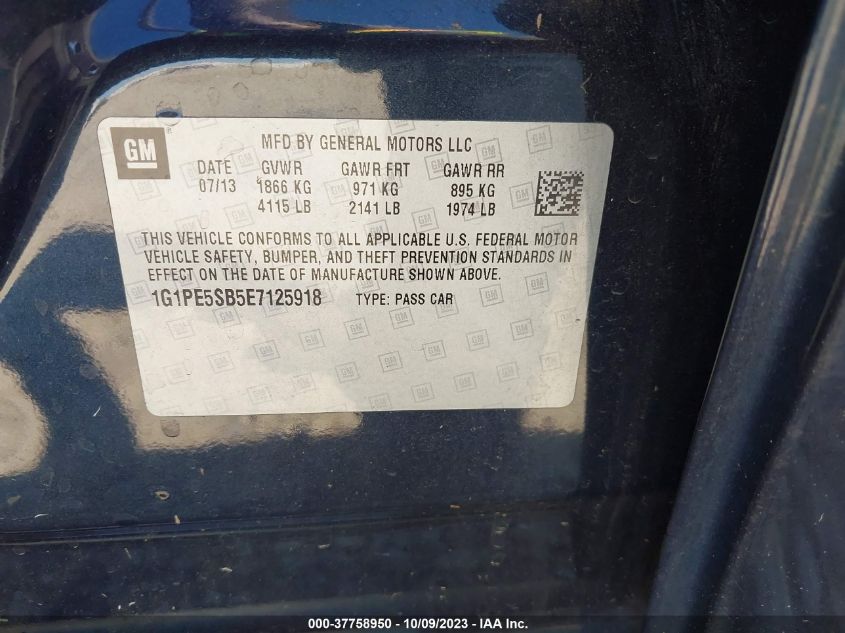 2014 CHEVROLET CRUZE 2LT - 1G1PE5SB5E7125918