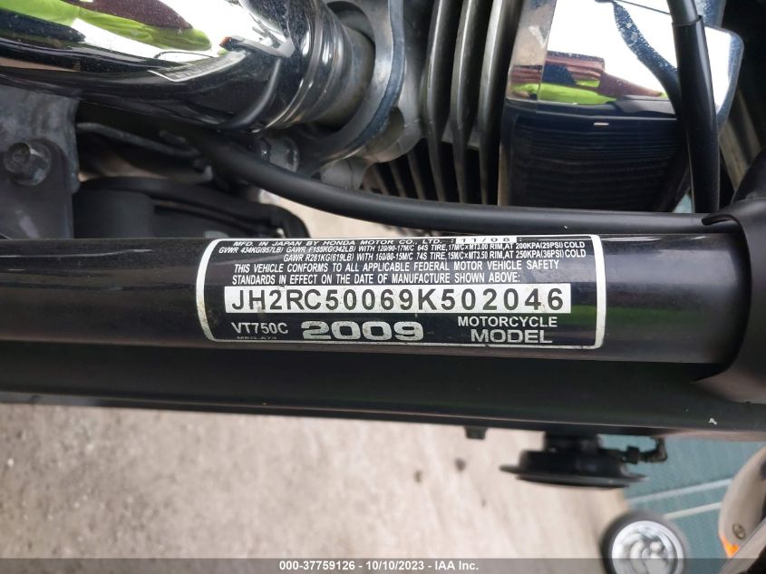 2009 HONDA VT750 C JH2RC50069K502046