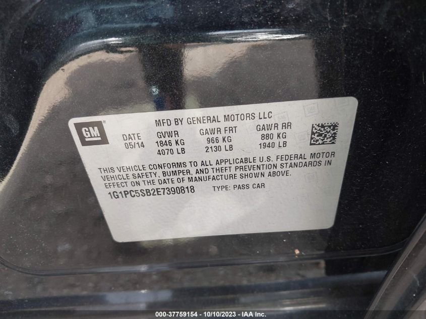 2014 CHEVROLET CRUZE 1LT - 1G1PC5SB2E7390818