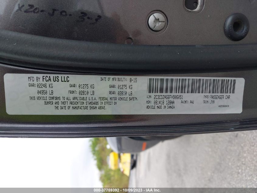 2015 DODGE CHALLENGER SXT - 2C3CDZAG6FH906051