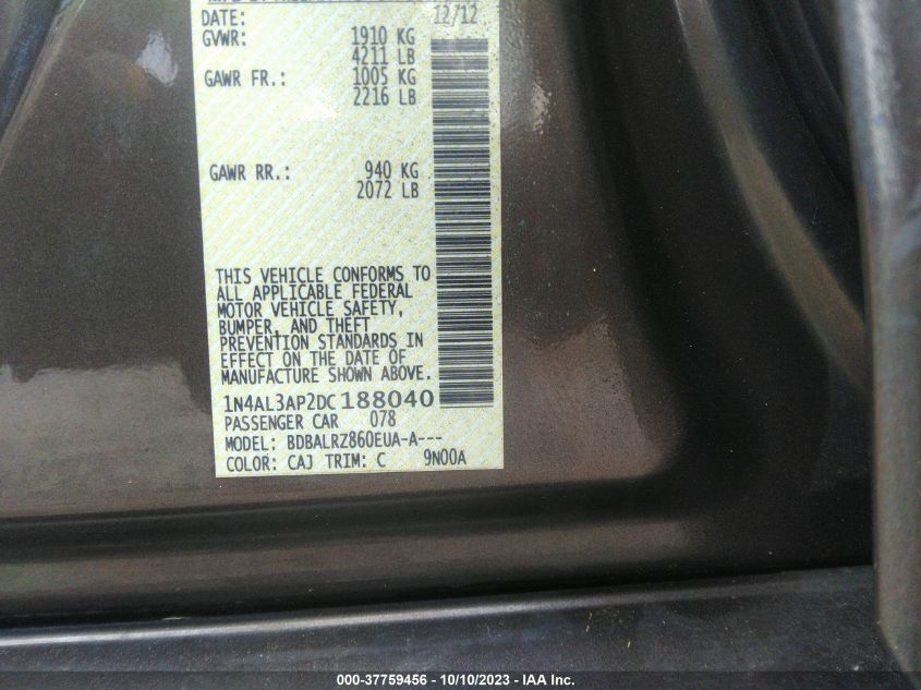 2013 NISSAN ALTIMA 2.5 S - 1N4AL3AP2DC188040