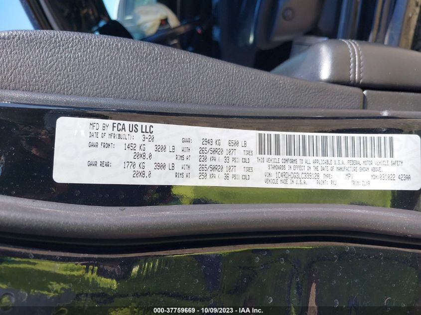 2020 DODGE DURANGO GT PLUS - 1C4RDHDG3LC339128