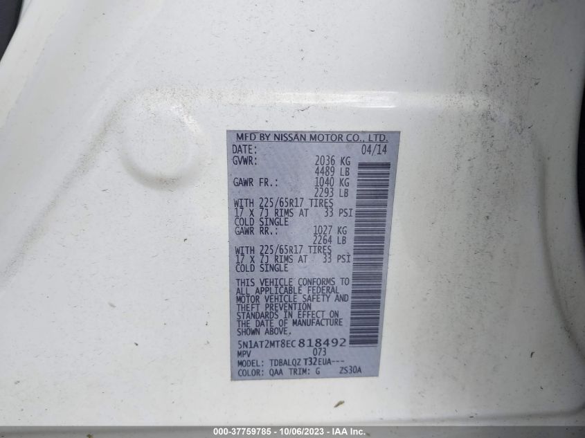 2014 NISSAN ROGUE SV - 5N1AT2MT8EC818492