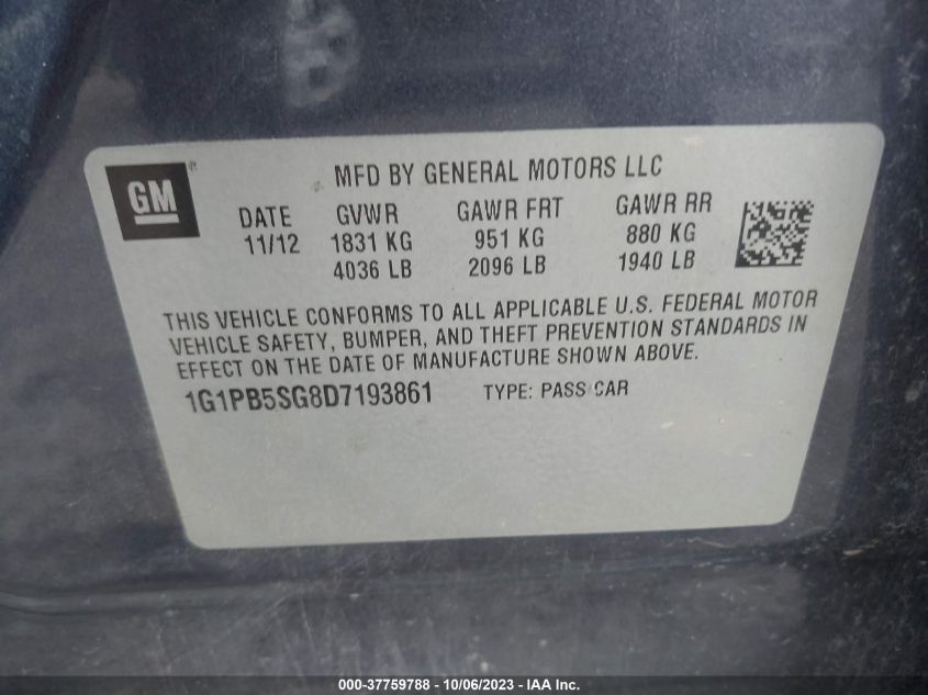 2013 CHEVROLET CRUZE LS - 1G1PB5SG8D7193861