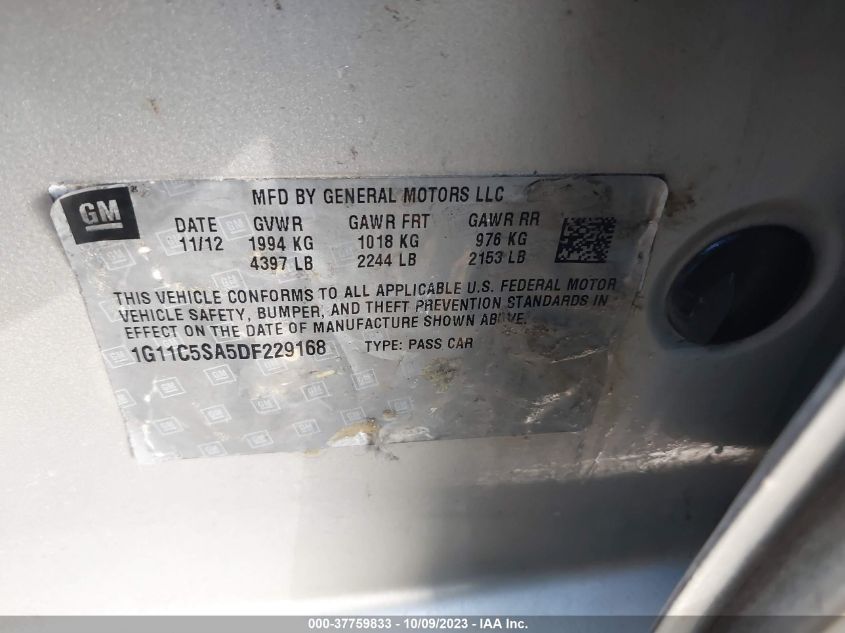 2013 CHEVROLET MALIBU LT - 1G11C5SA5DF229168