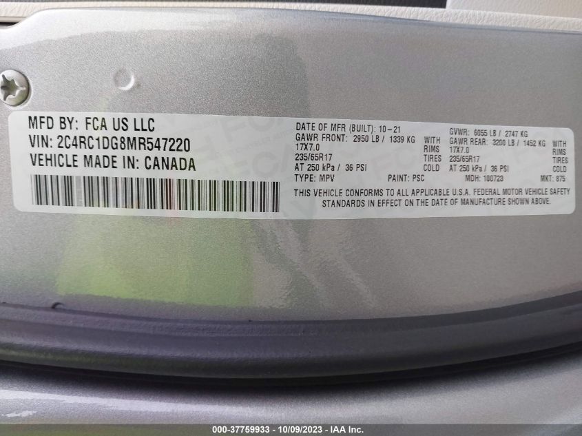 2021 CHRYSLER VOYAGER LXI - 2C4RC1DG8MR547220