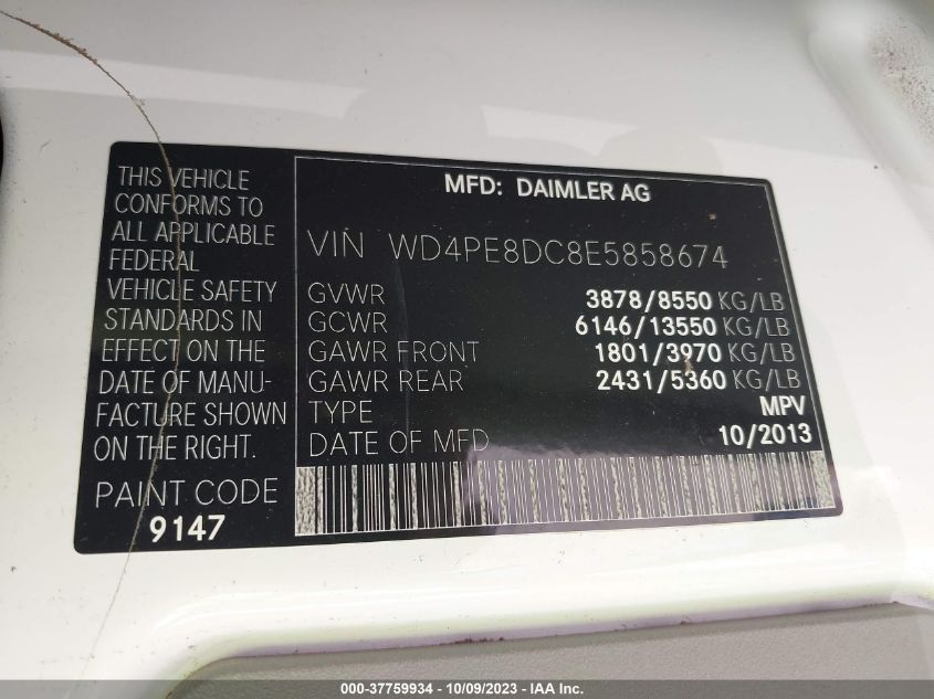2014 MERCEDES-BENZ SPRINTER CREW VANS WD4PE8DC8E5858674