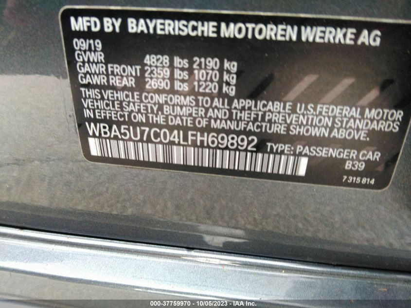 WBA5U7C04LFH69892 BMW 3 Series M340I 9