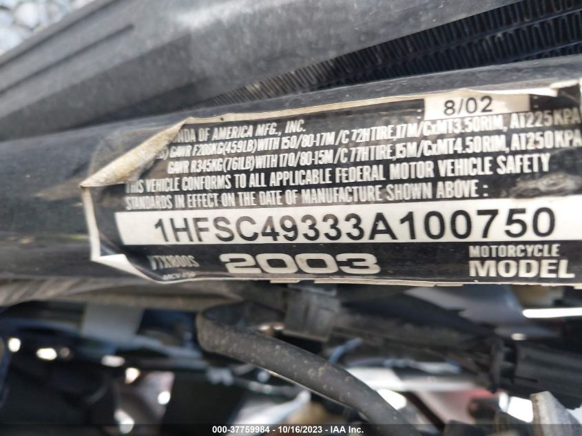 2003 HONDA VTX1800 S 1HFSC49333A100750