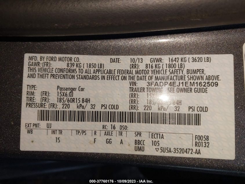 2014 FORD FIESTA SE - 3FADP4EJ1EM162509