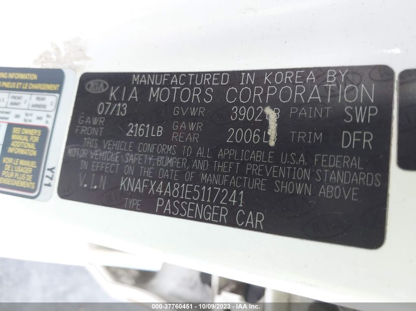 2014 KIA FORTE EX - KNAFX4A81E5117241