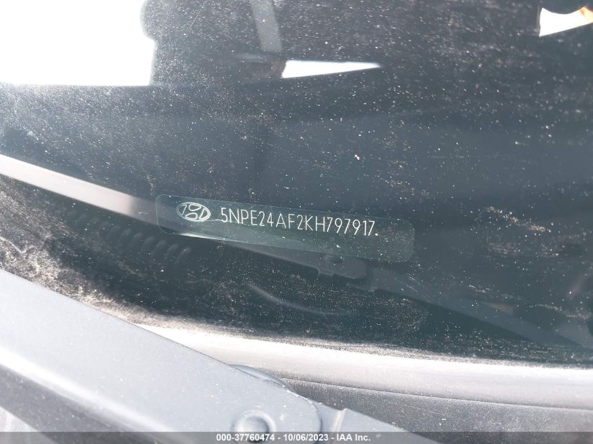 VIN 5NPE24AF2KH797917 2019 HYUNDAI SONATA SE