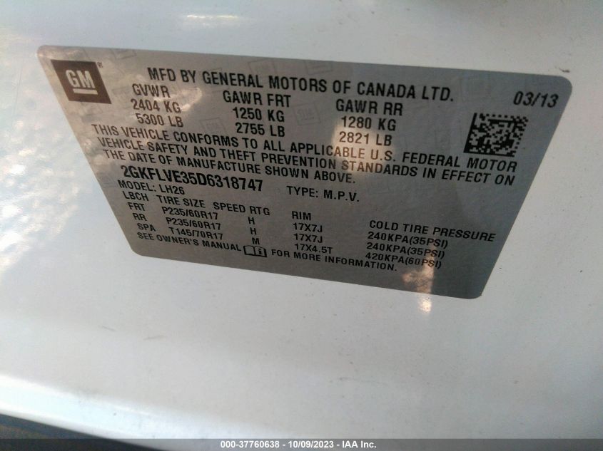 2013 GMC TERRAIN SLT - 2GKFLVE35D6318747