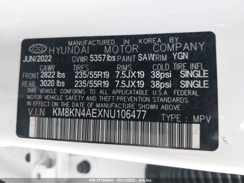 KM8KN4AEXNU106477 Hyundai Ioniq 5 SEL 9