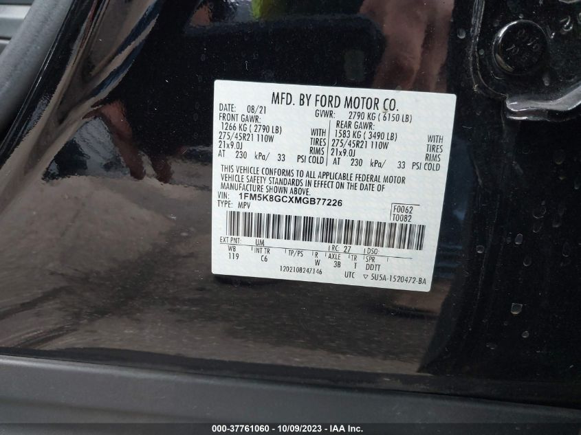 2021 FORD EXPLORER ST - 1FM5K8GCXMGB77226