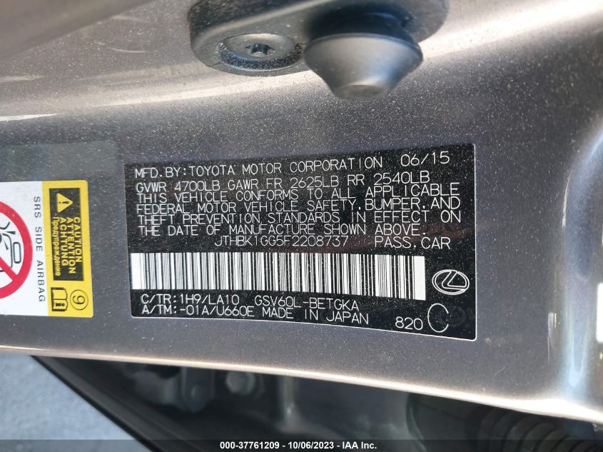 2015 LEXUS ES 350 - JTHBK1GG5F2208737