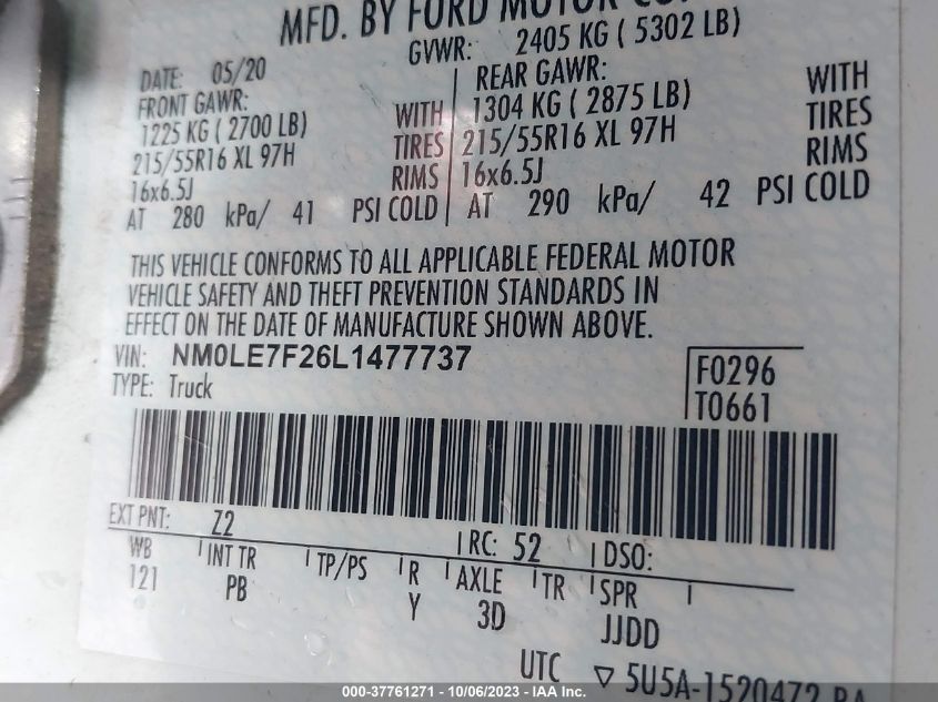 NM0LE7F26L1477737 Ford Transit Connect Van XLT 9