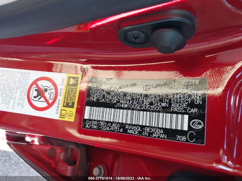 2014 LEXUS ES 300H HYBRID JTHBW1GG5E2053500