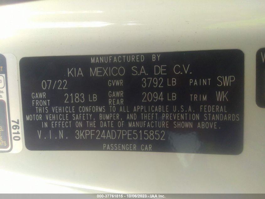 3KPF24AD7PE515852 Kia Forte LXS 9