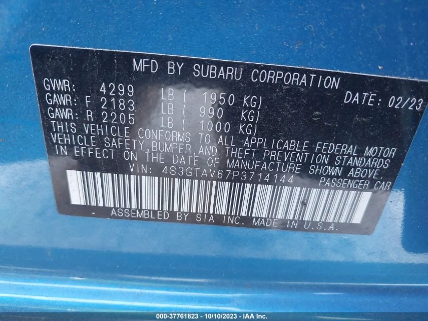 4S3GTAV67P3714144 Subaru Impreza PREMIUM 9