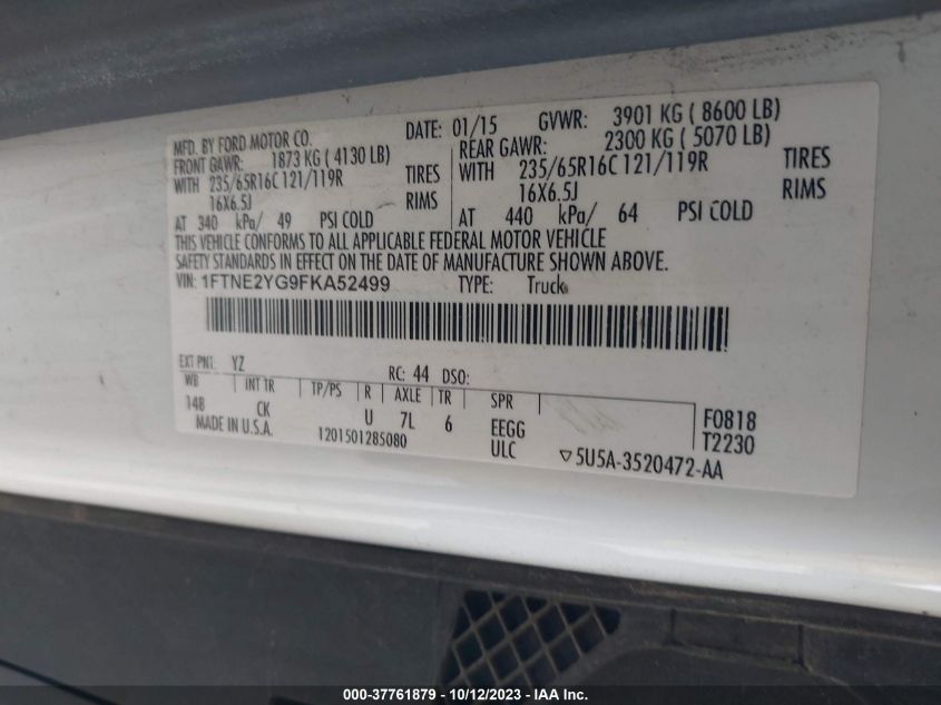 2015 FORD TRANSIT-150 - 1FTNE2YG9FKA52499