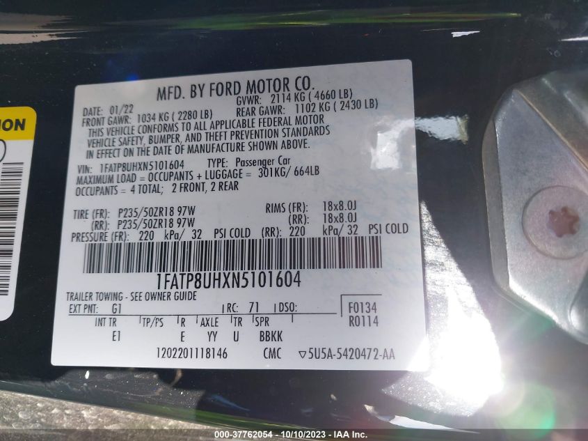 1FATP8UHXN5101604 Ford Mustang ECOBOOST 9