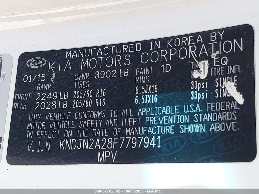 2015 KIA SOUL BASE - KNDJN2A28F7797941