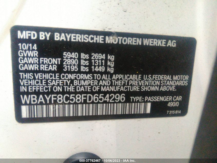 2015 BMW 7 SERIES 750LI XDRIVE - WBAYF8C58FD654296