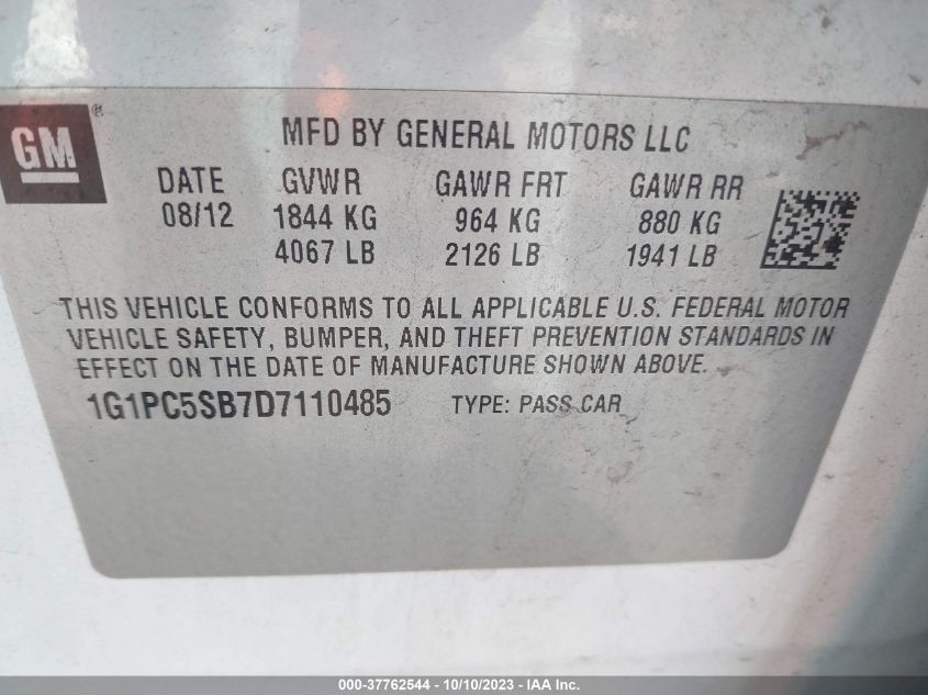 2013 CHEVROLET CRUZE 1LT - 1G1PC5SB7D7110485