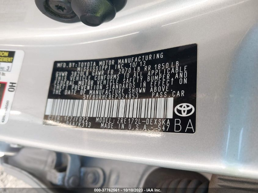2014 TOYOTA COROLLA L/LE/S/S PLUS/LE PLUS - 5YFBURHE8EP024853